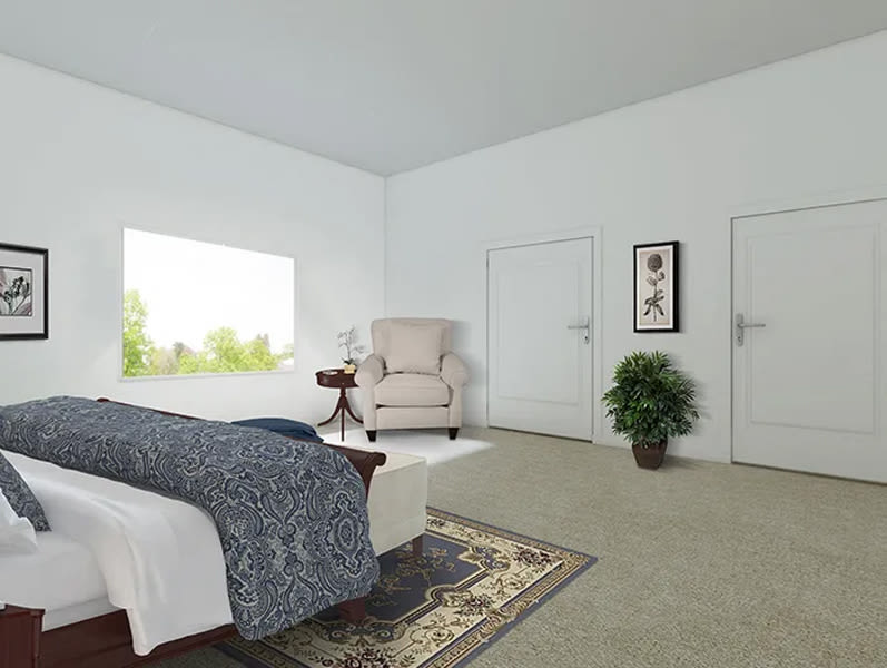 Bright bedroom with window at The Huntington in Morgan Hill, California