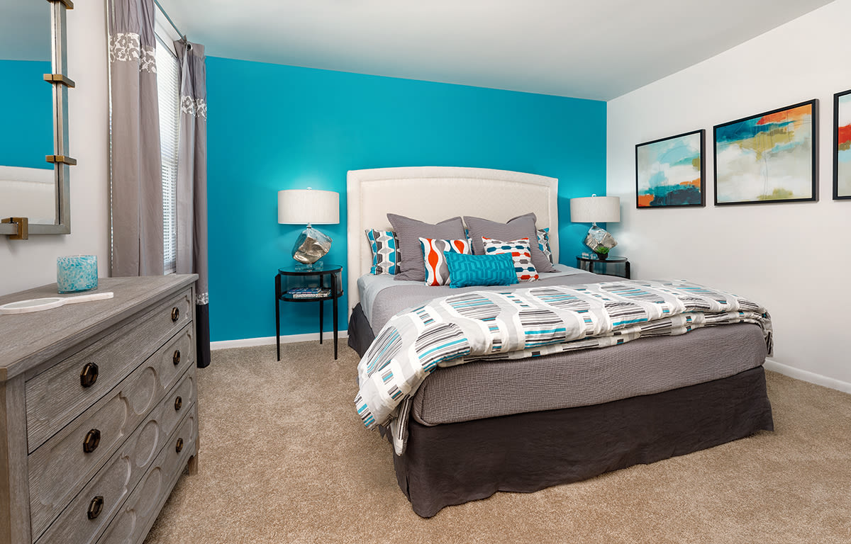 Modern bedroom with large closet at Northampton Reserve in Hampton, Virginia