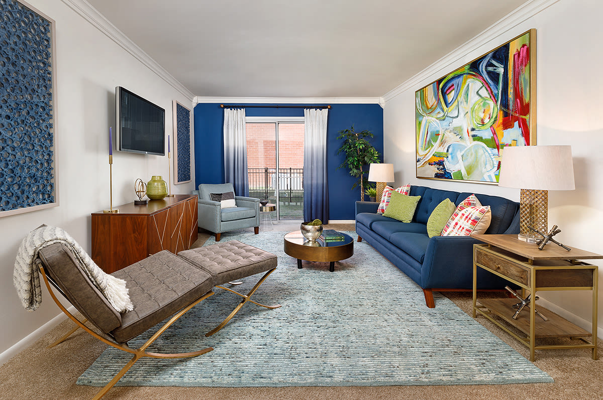 Modern living room at Northampton Reserve in Hampton, Virginia