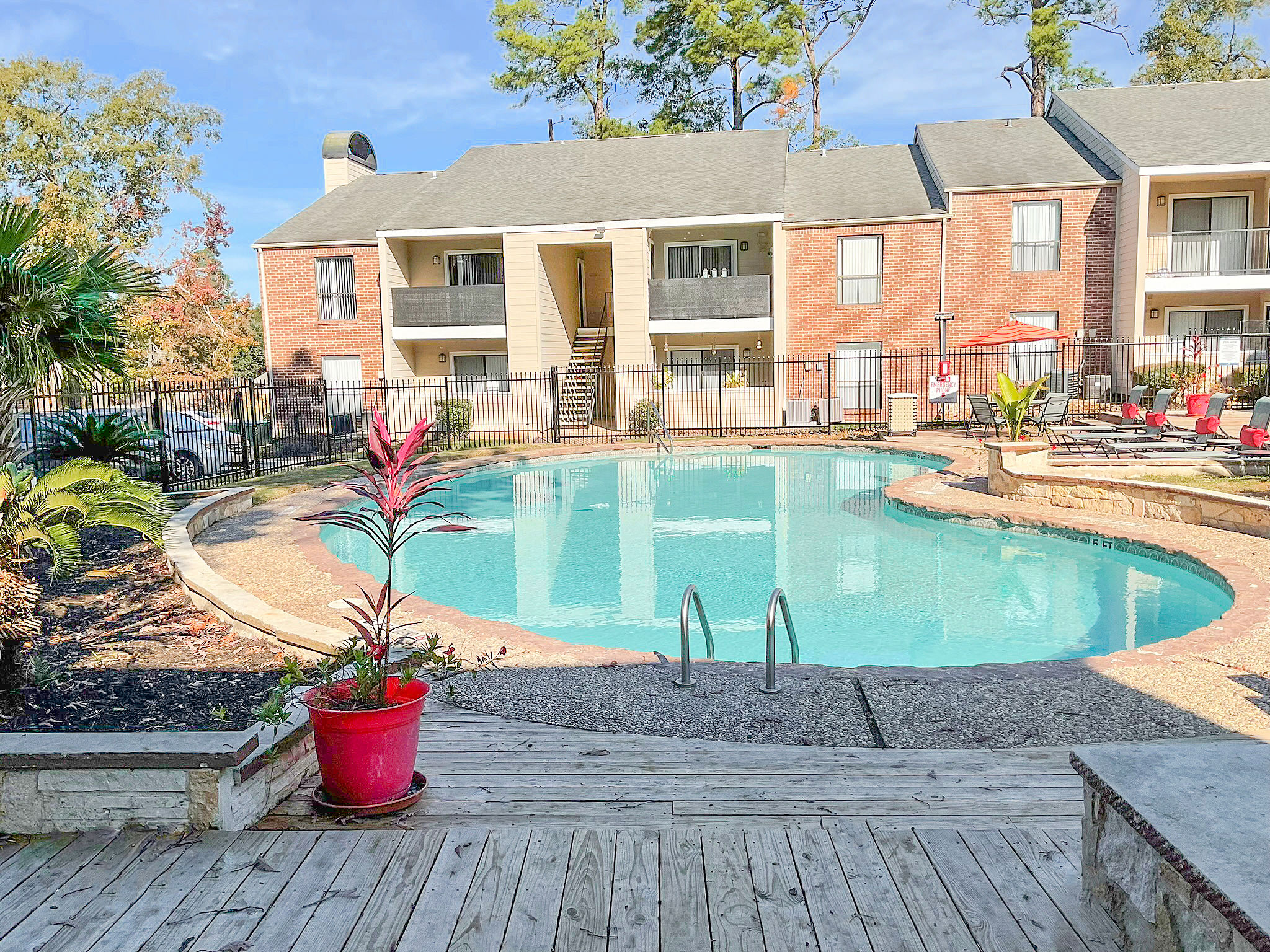 Sparkling swimming pool at Treehouse in Conroe, Texas