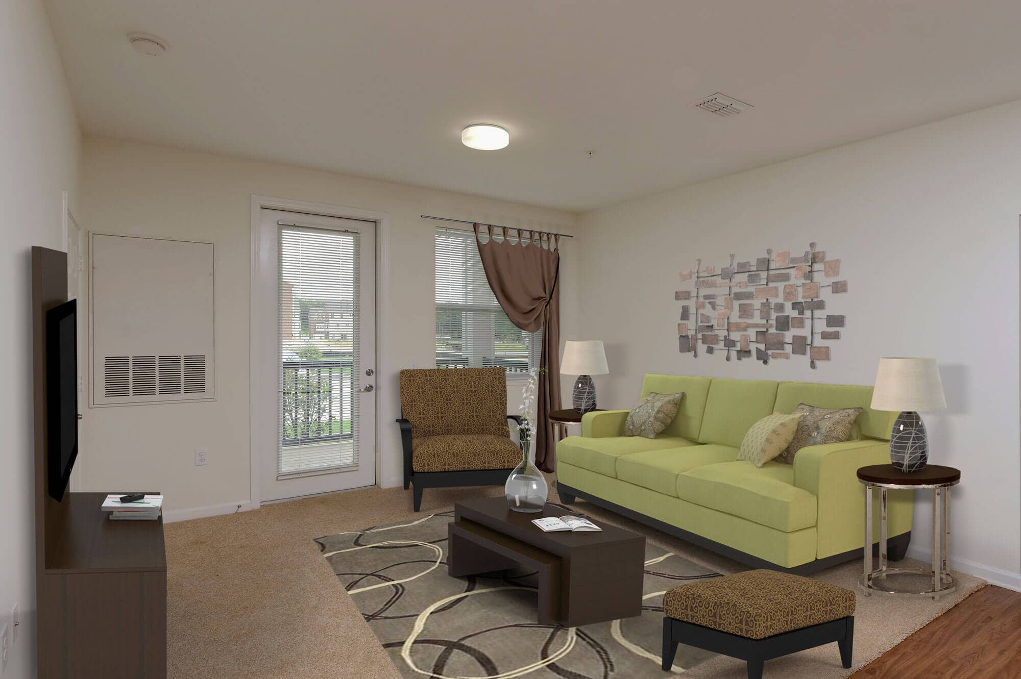 Living room at Adams Crossing Apartment Homes in Waldorf, Maryland