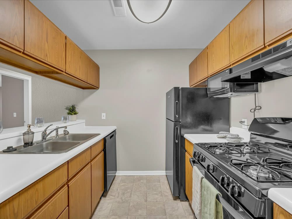 Wooden kitchen cabinets at Wyndham Hill in Grand Rapids, Michigan