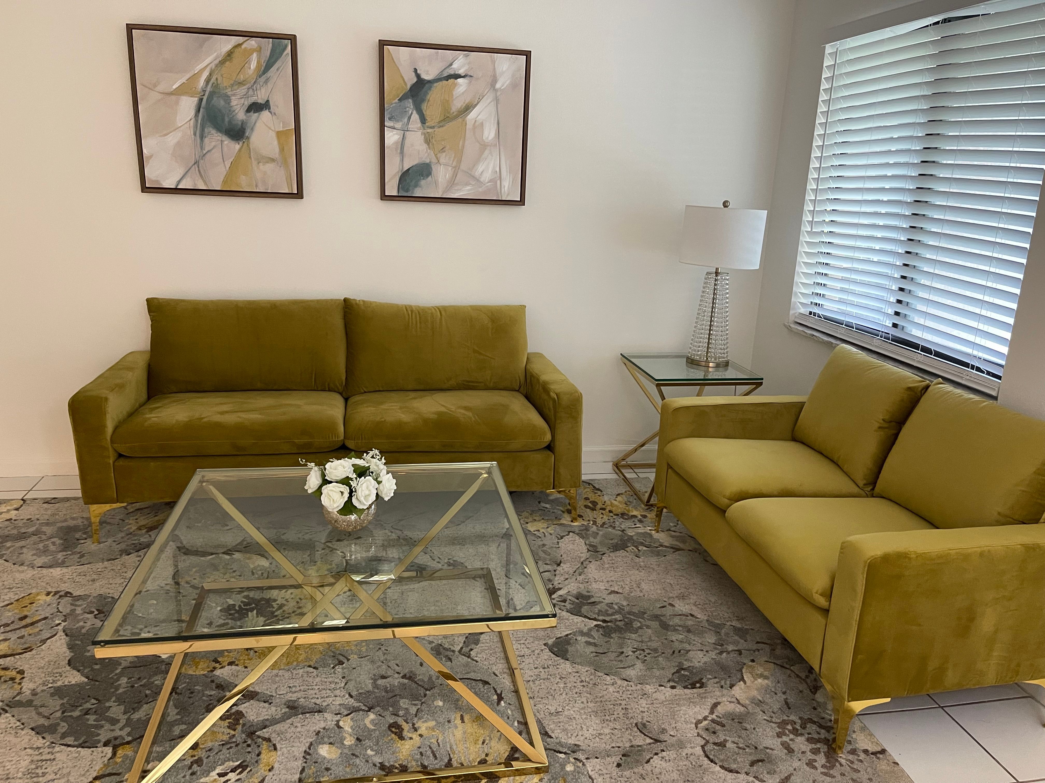 Spacious living room at Banyan Club East in Pompano Beach, Florida