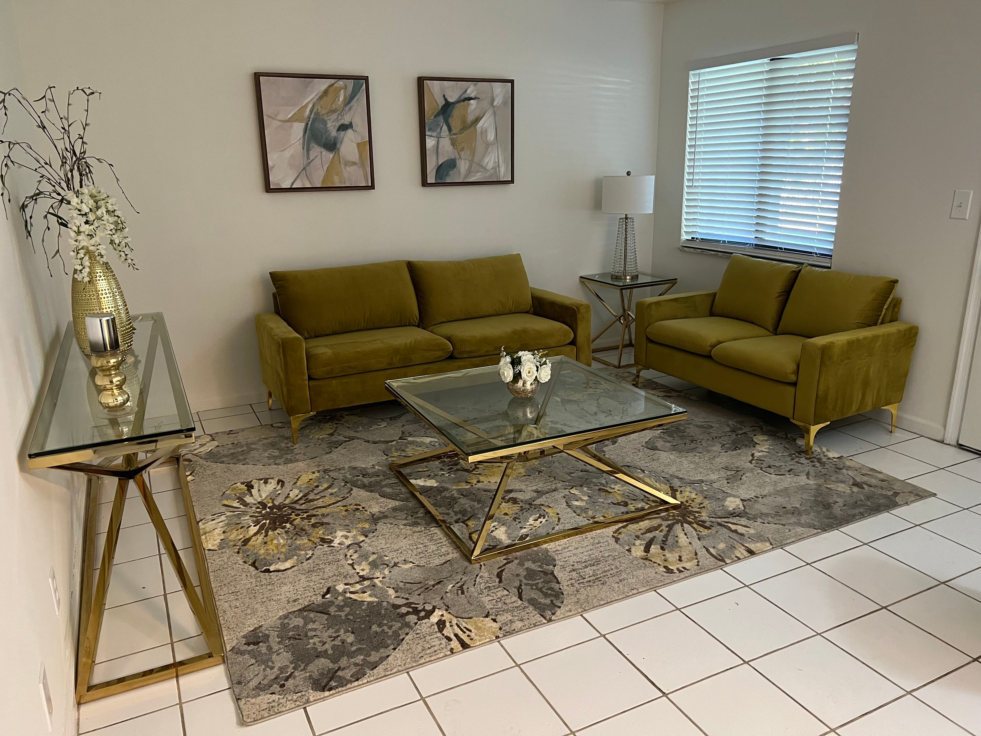 View of living room at Banyan Club East in Pompano Beach, Florida