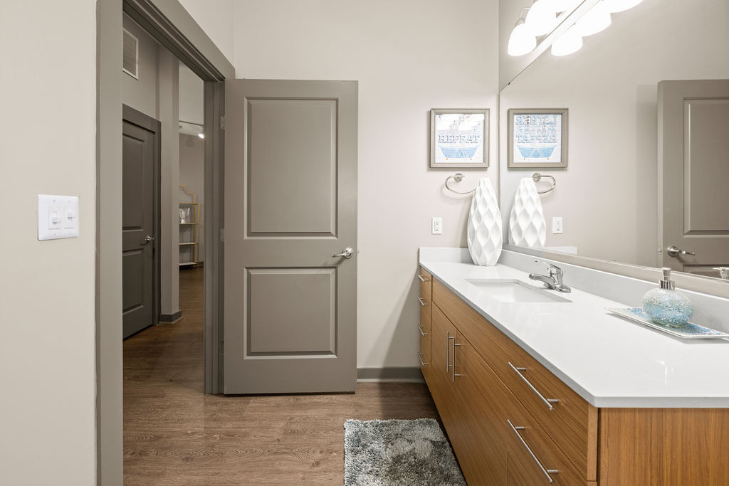 Spacious bathroom with sink at Cedar Flats in Charlotte, North Carolina