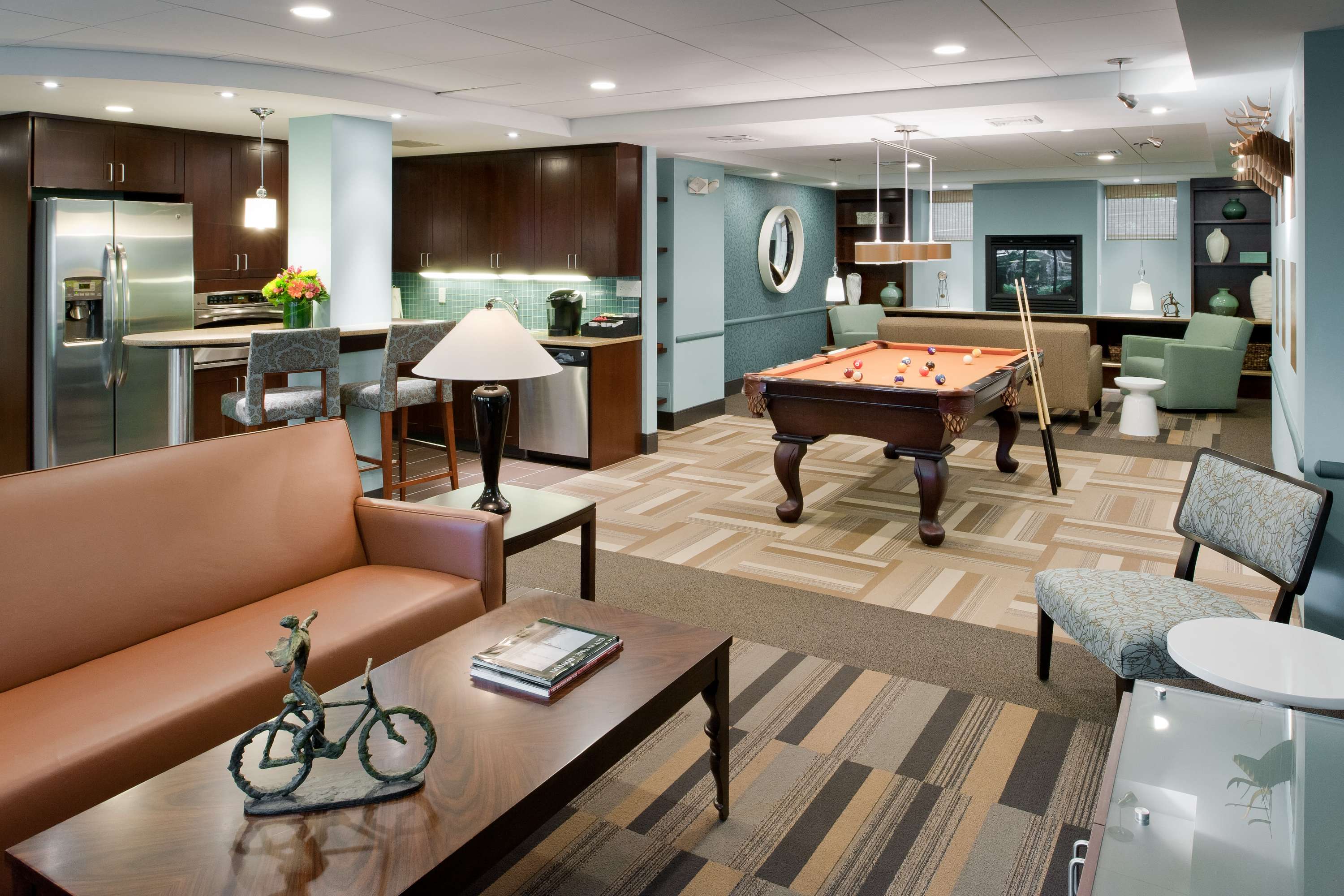 Beautiful clubhouse at Camelot Court in Brighton, Massachusetts