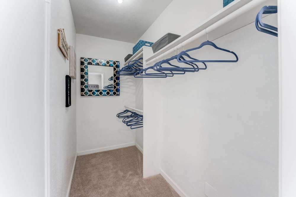 Walk-in closet at The Flats at Veranda Ridge in Texas City, Texas