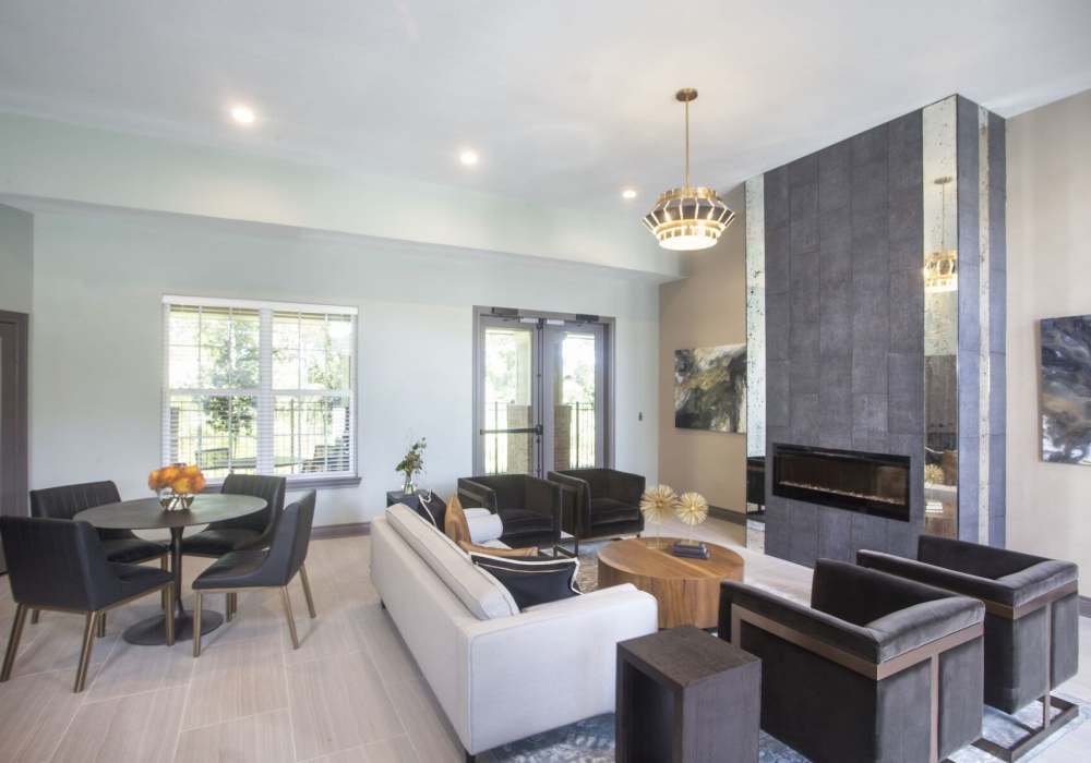 Community area with sofa couches at Lakeside Villas in Baton Rouge, Louisiana