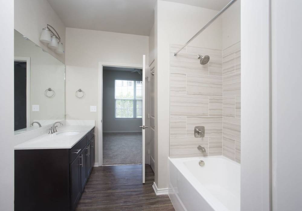 Bathroom with shower at Lakeside Villas in Baton Rouge, Louisiana