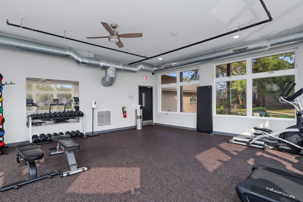 Fitness equipment with large windows at Arrowhead in Palatine, Illinois