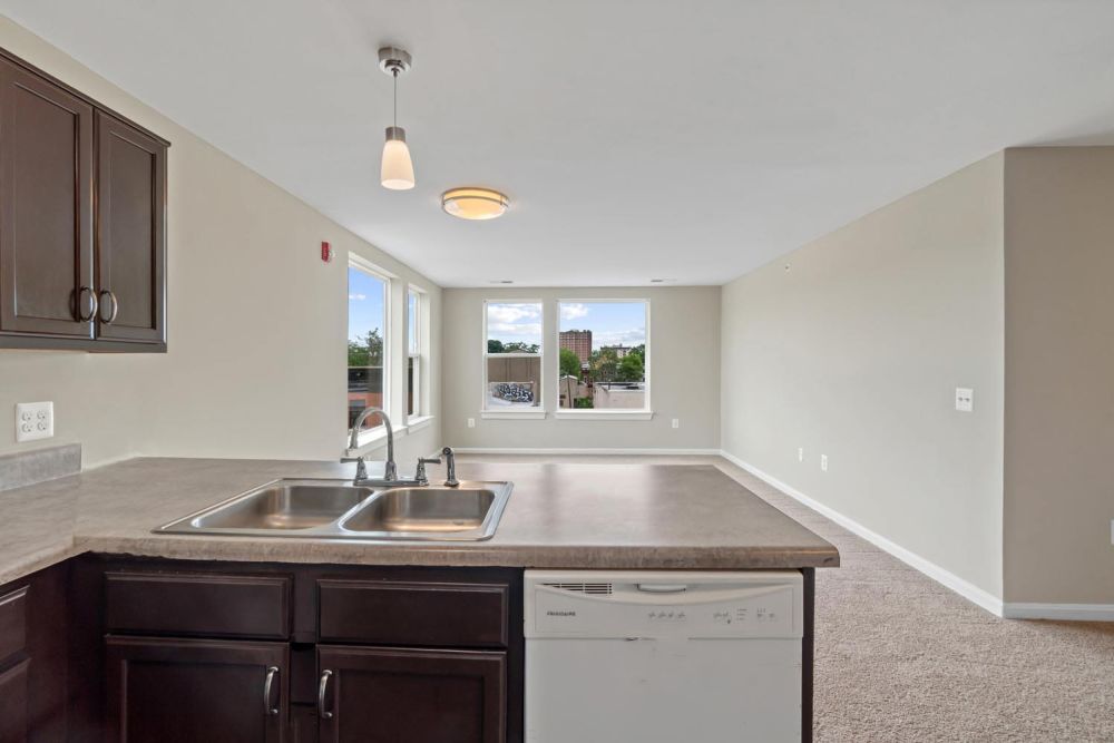 Open layout with natural light at kitchen Penn Square II in Baltimore, Maryland