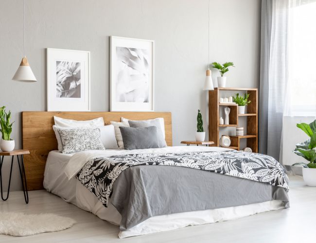 Bright bedroom with modern decor at Avondale in Haslet, Texas