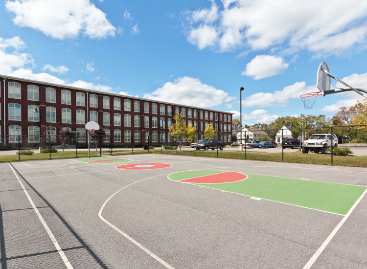 Basketball court at Robertson on the River in Taunton, Massachusetts