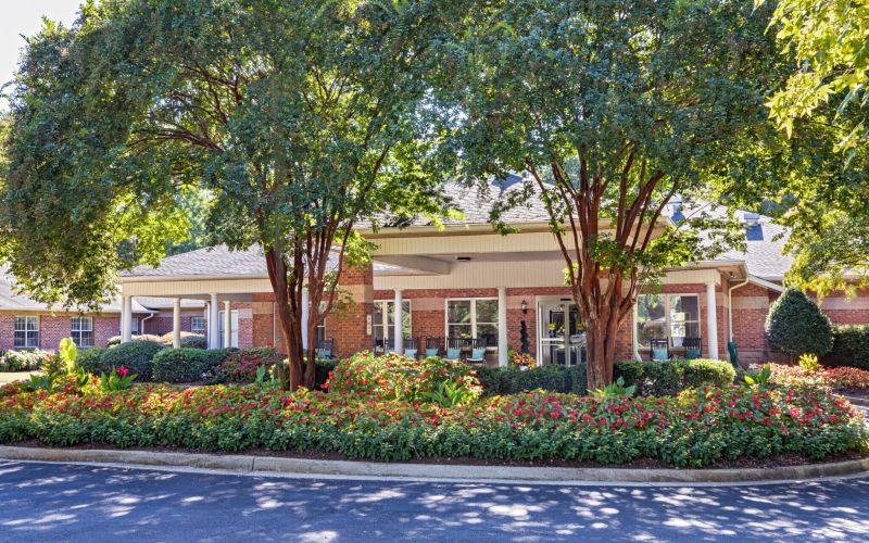 Clubhouse surrounded by mature trees at Barclay House of Rock Hill in Rock Hill, South Carolina
