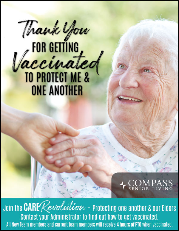 Vaccination info card for Aspen Valley Senior Living in Boise, Idaho