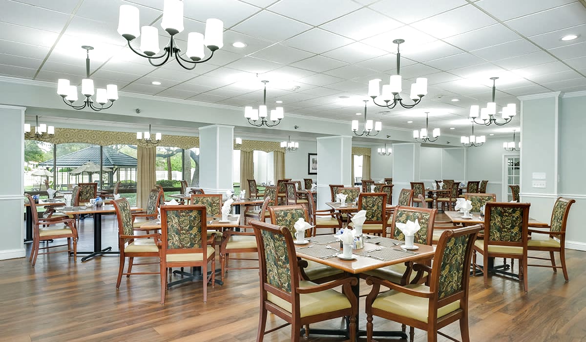 Community dining room at Grand Villa of Clearwater in Clearwater, Florida