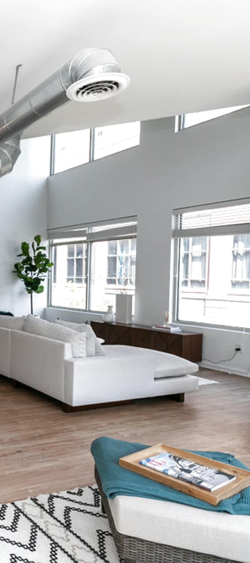 Living room at 17th Street Lofts in Atlanta, Georgia