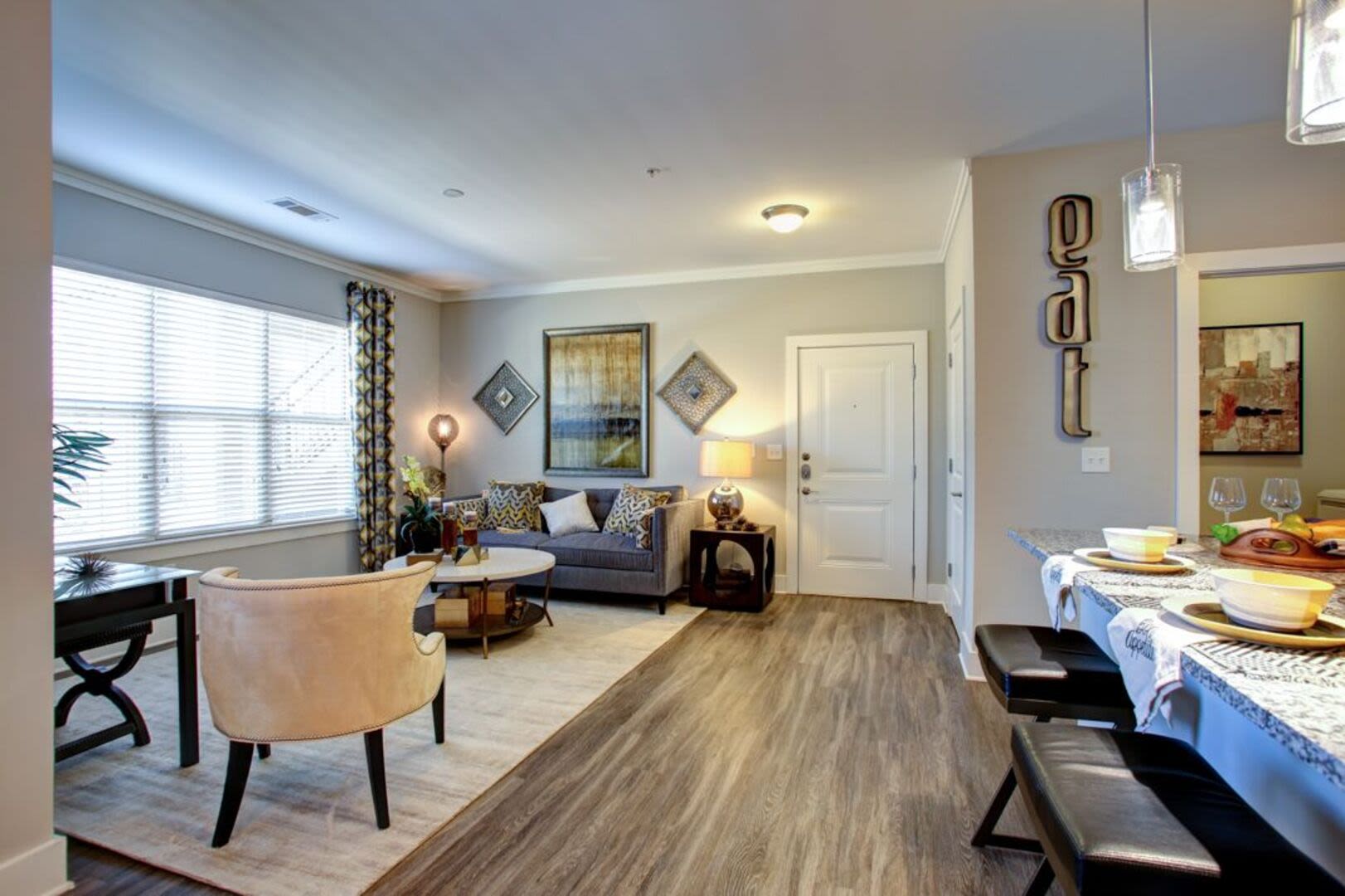 Model living space at Avonlea Creekside in Marietta, Georgia