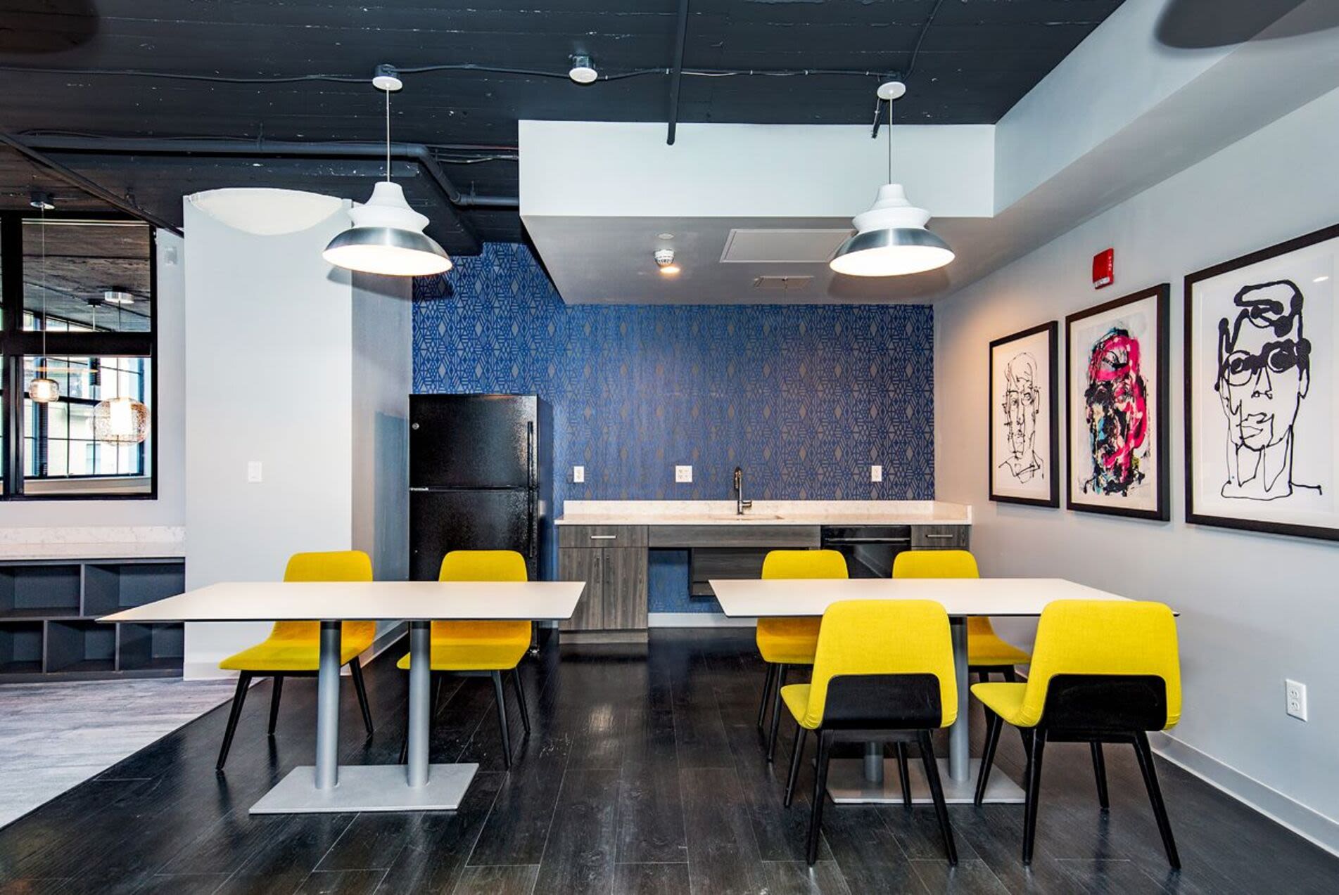 Community seating and chilling place for the residents at 98 Essex in Haverhill, Massachusetts