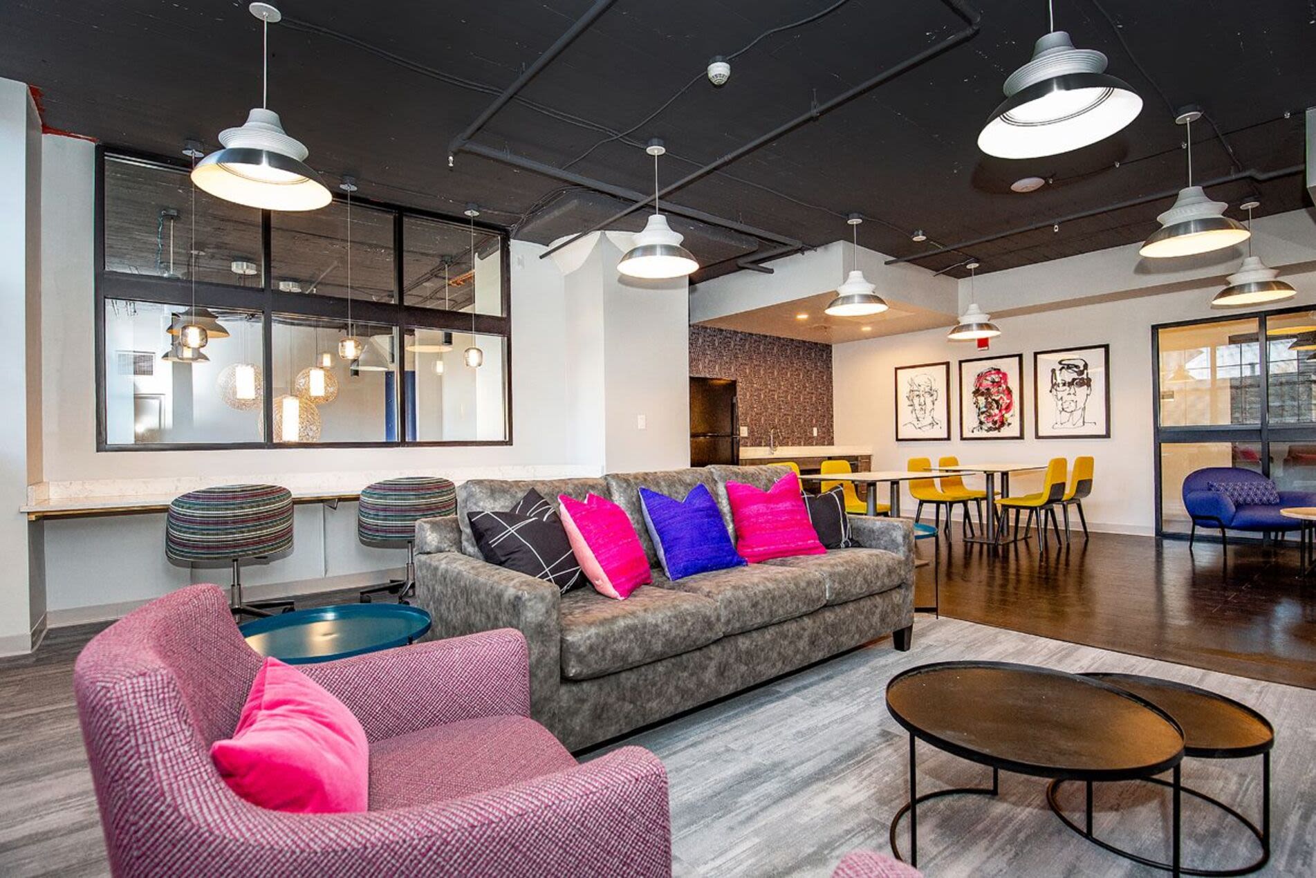 Gathering area for the residents at 98 Essex in Haverhill, Massachusetts