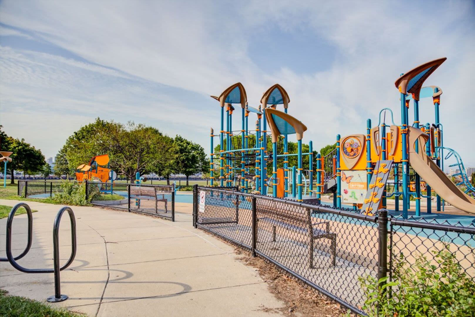 Kids play area with different slides at Anchors Weigh in Chelsea, Massachusetts
