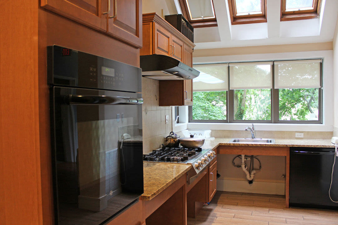 Apartment kitchen at Angela Westover House in Jamaica Plain, Massachusetts
