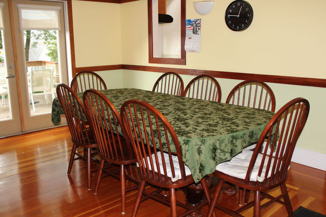 Dining table at Angela Westover House in Jamaica Plain, Massachusetts