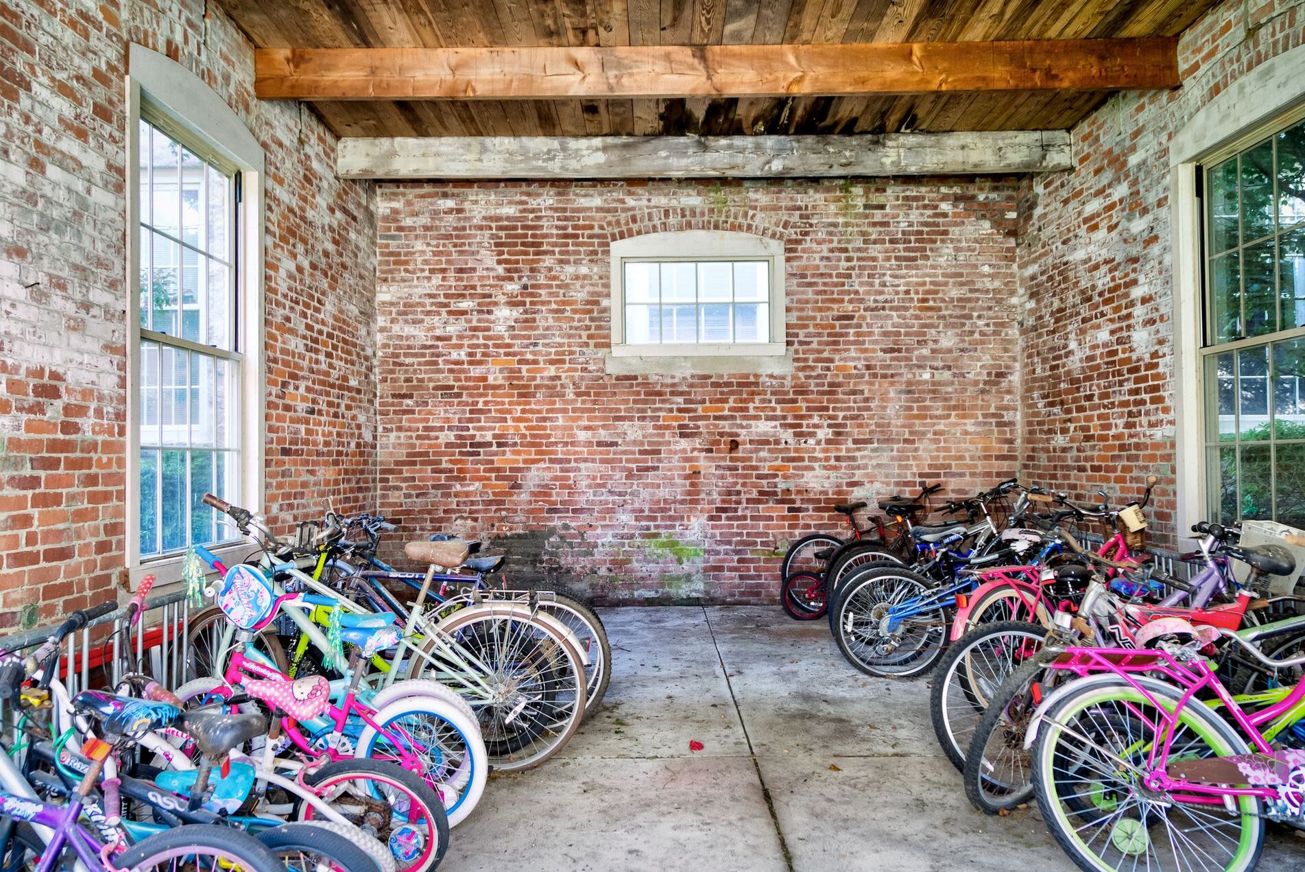 By-cycle rack at Bourne Mill in Tiverton, Rhode Island