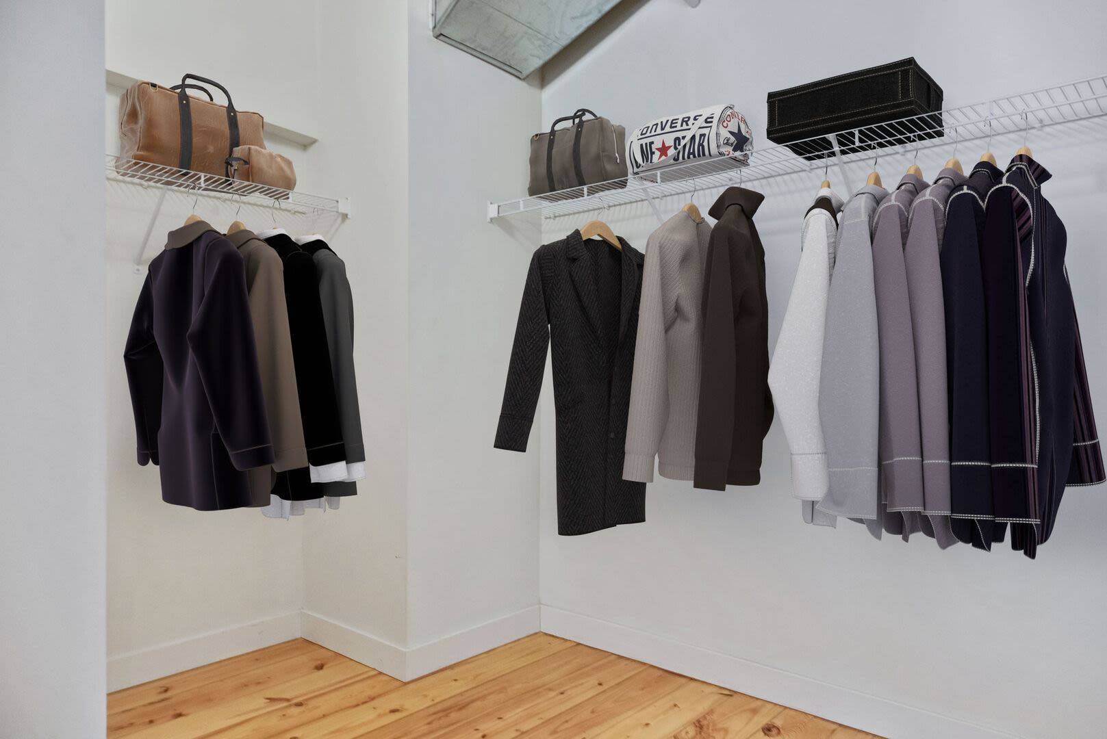 Closet with with cloth at Bourne Mill in Tiverton, Rhode Island