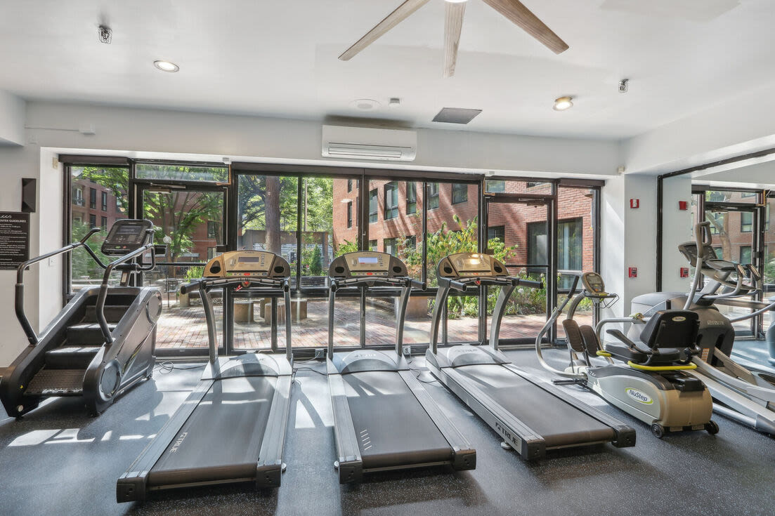 Fitness center with cardio equipment Christopher Columbus Plaza in Boston, Massachusetts