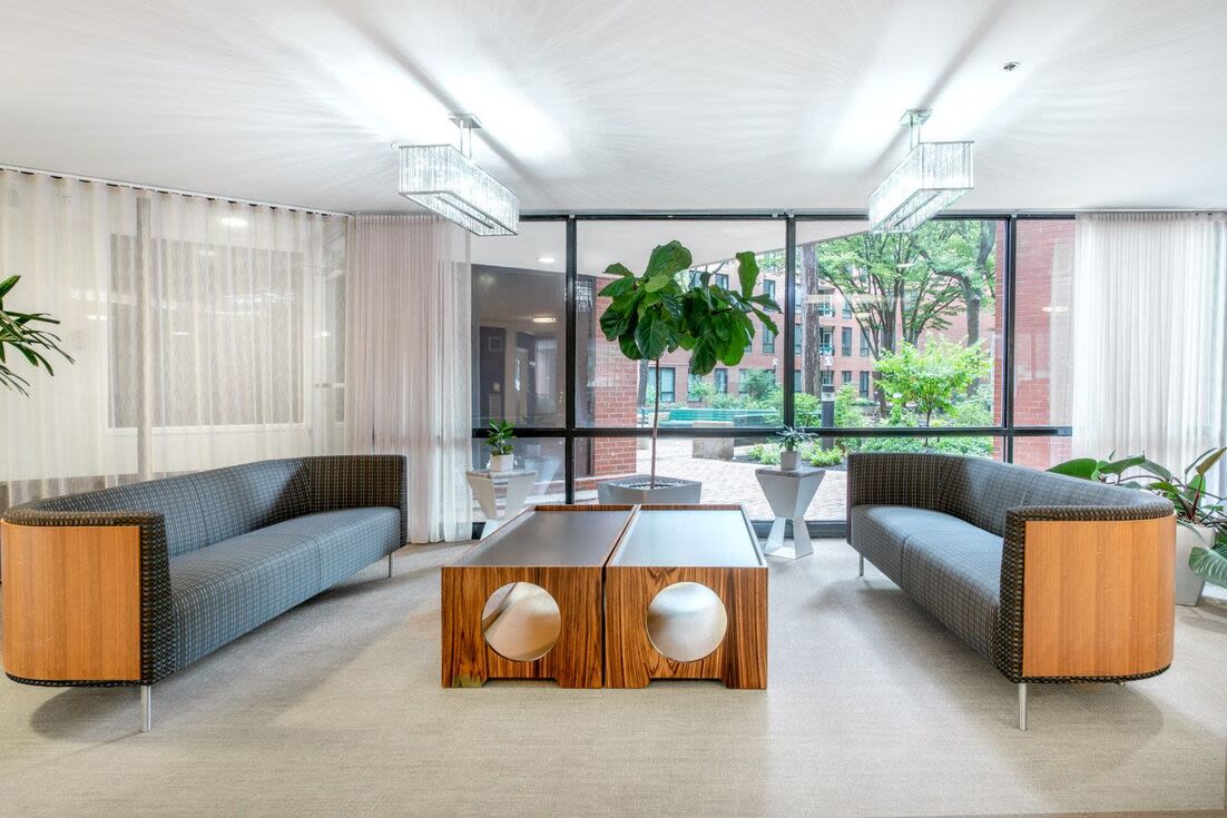Lobby area with seating Christopher Columbus Plaza in Boston, Massachusetts