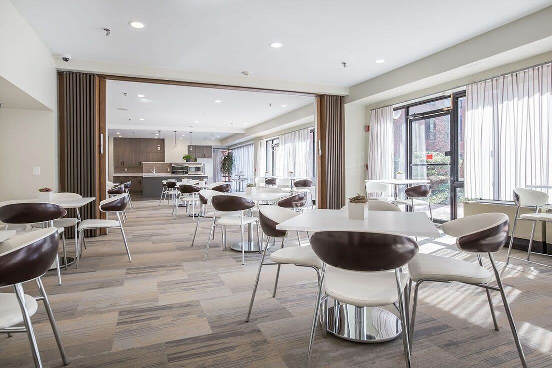 Dining area for residents Christopher Columbus Plaza in Boston, Massachusetts