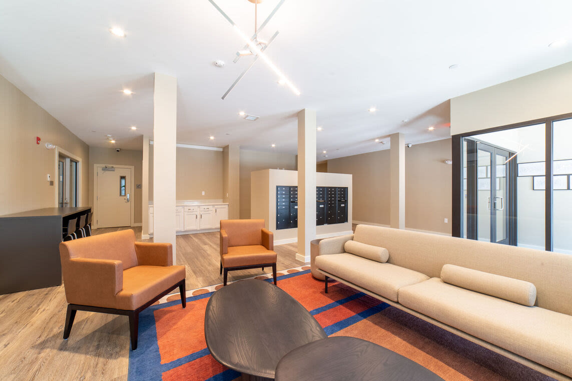 Community waiting hall at Solara in Tiverton, Rhode Island
