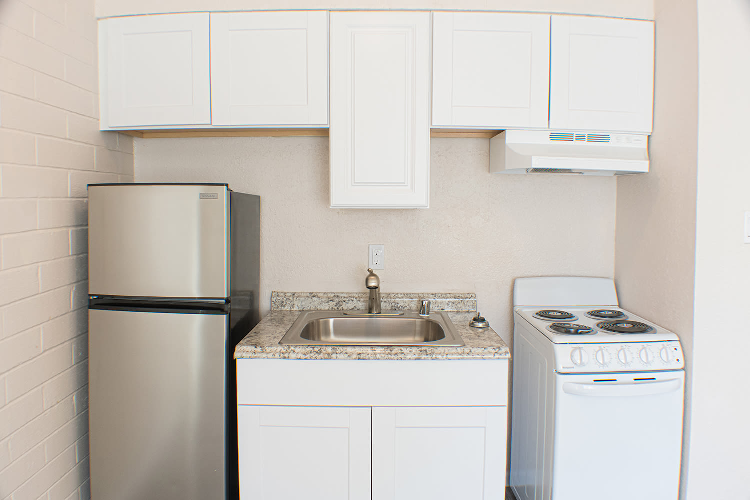 Kitchen with white appliances Truckee River Terrace in Reno, Nevada