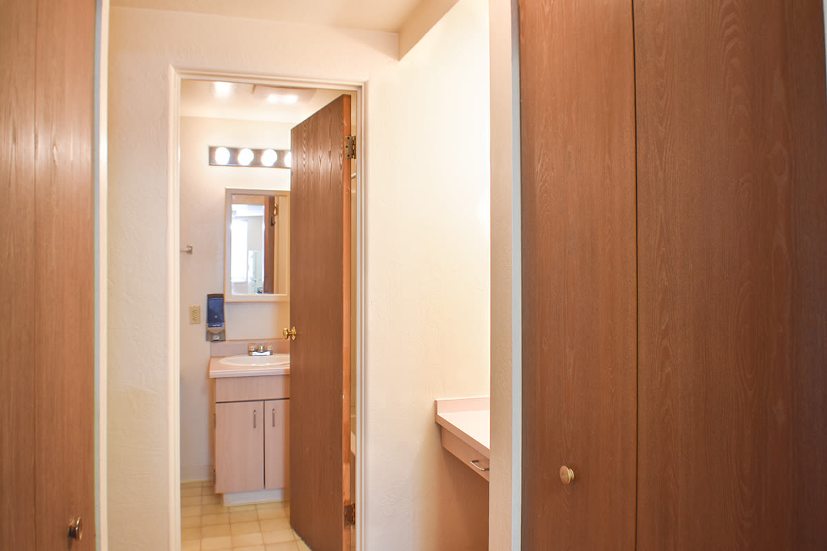 Wood accented bathroom Truckee River Terrace in Reno, Nevada
