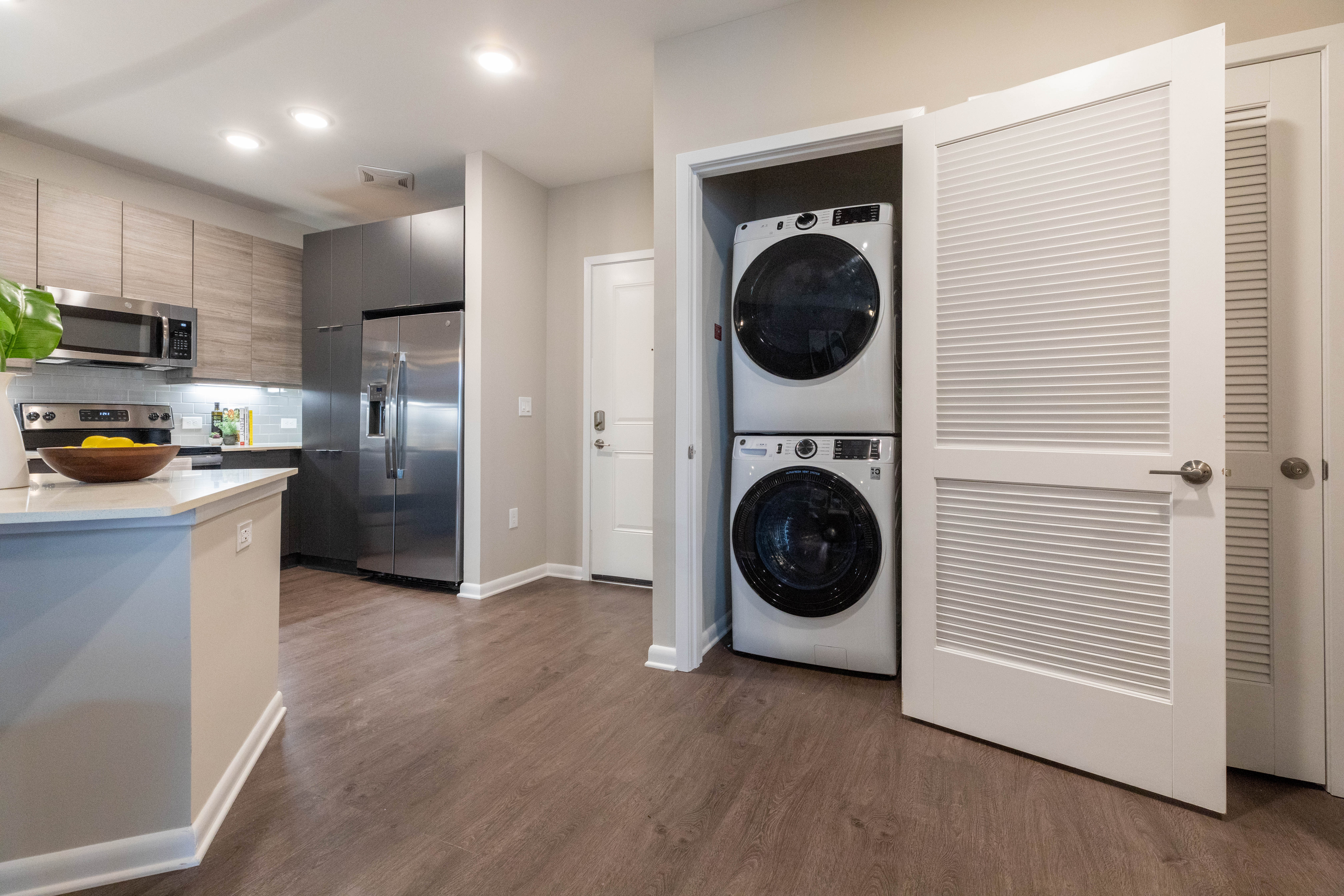 Kitchen with in-unit laundry The Jade at Avondale in Decatur, Georgia