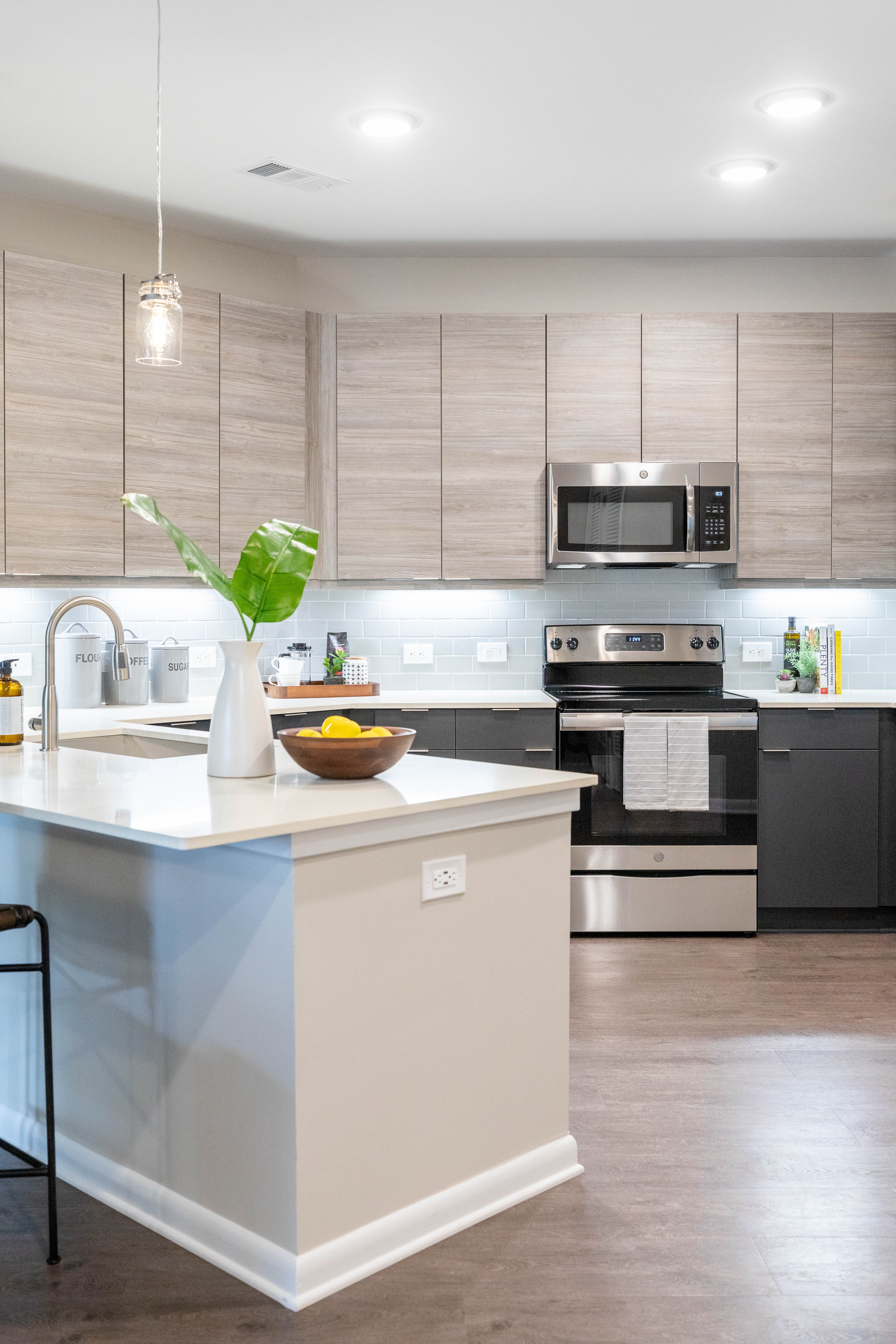Kitchen with gray accents The Jade at Avondale in Decatur, Georgia