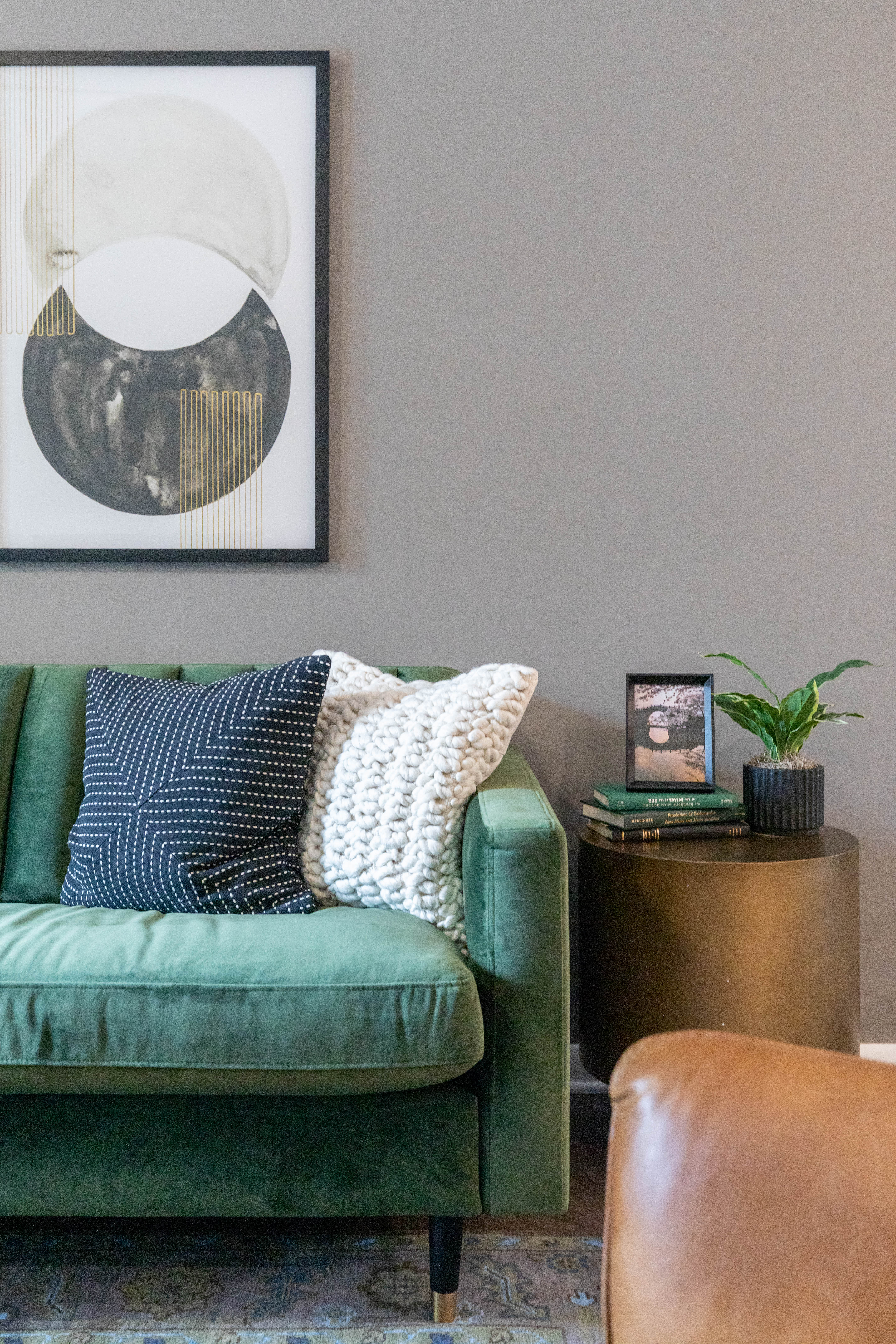 Model living space with side tables The Jade at Avondale in Decatur, Georgia