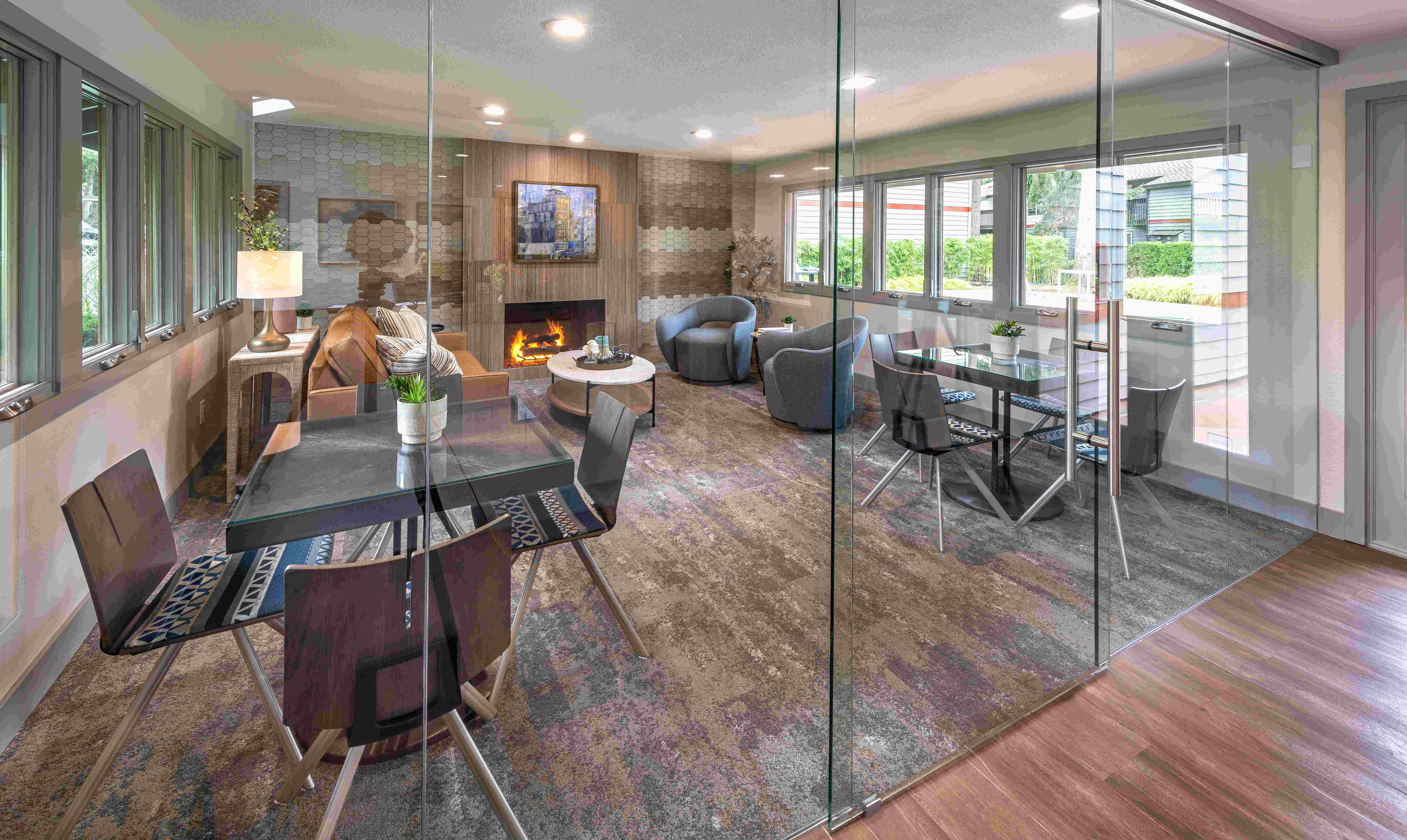 Seating area for residents at Alder Bellevue in Bellevue, Washington