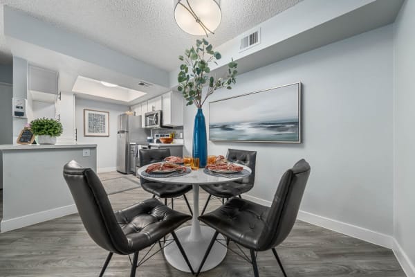 Furnished model dining area at Cantala