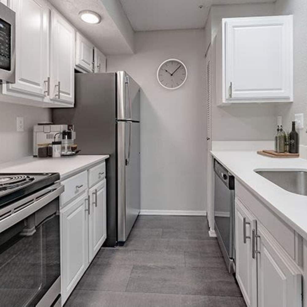 Modern kitchen with a dishwasher at The Edge at Lake Lotus in Altamonte Springs, Florida