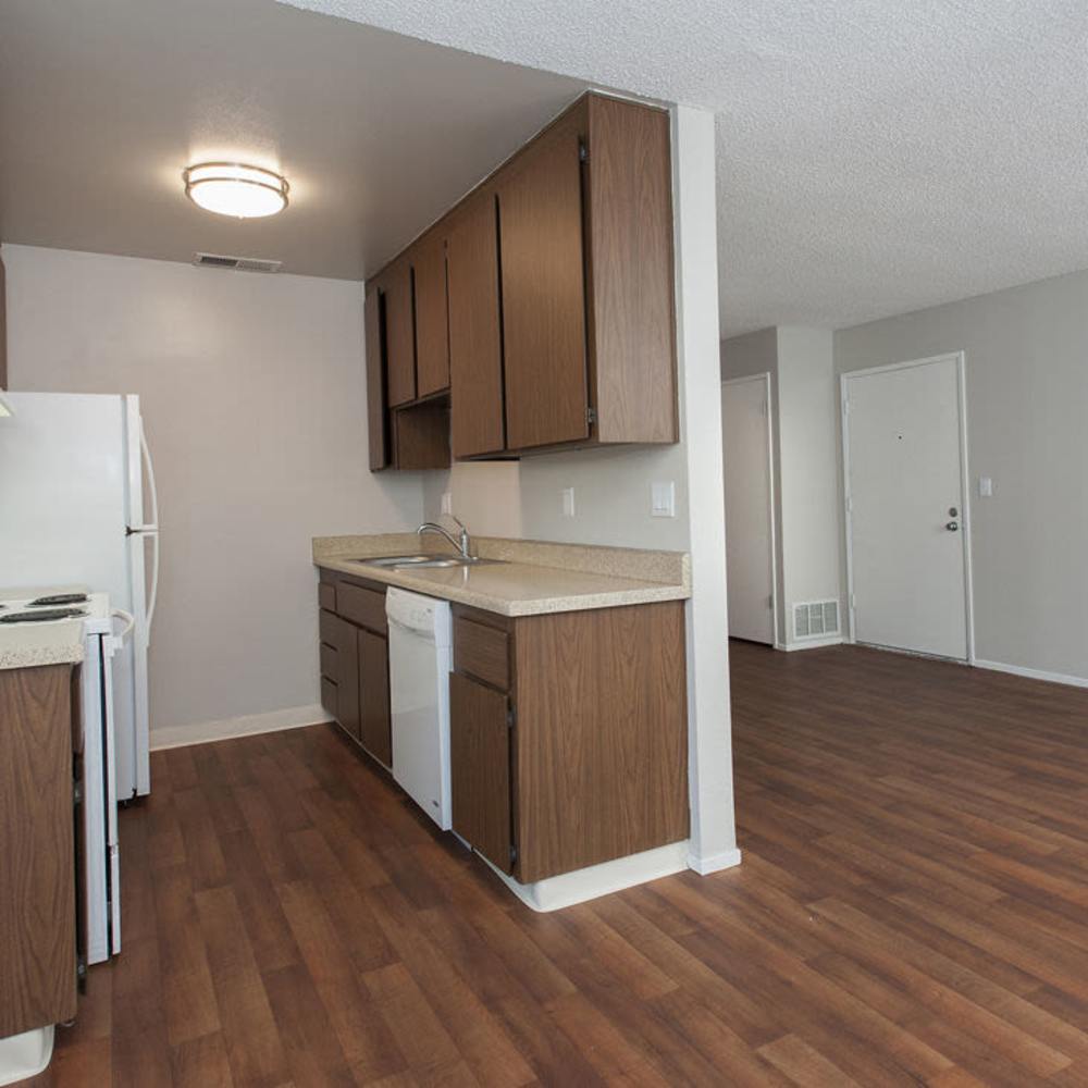Kitchen with wood-style flooring at Sheridan Park in Salinas, California