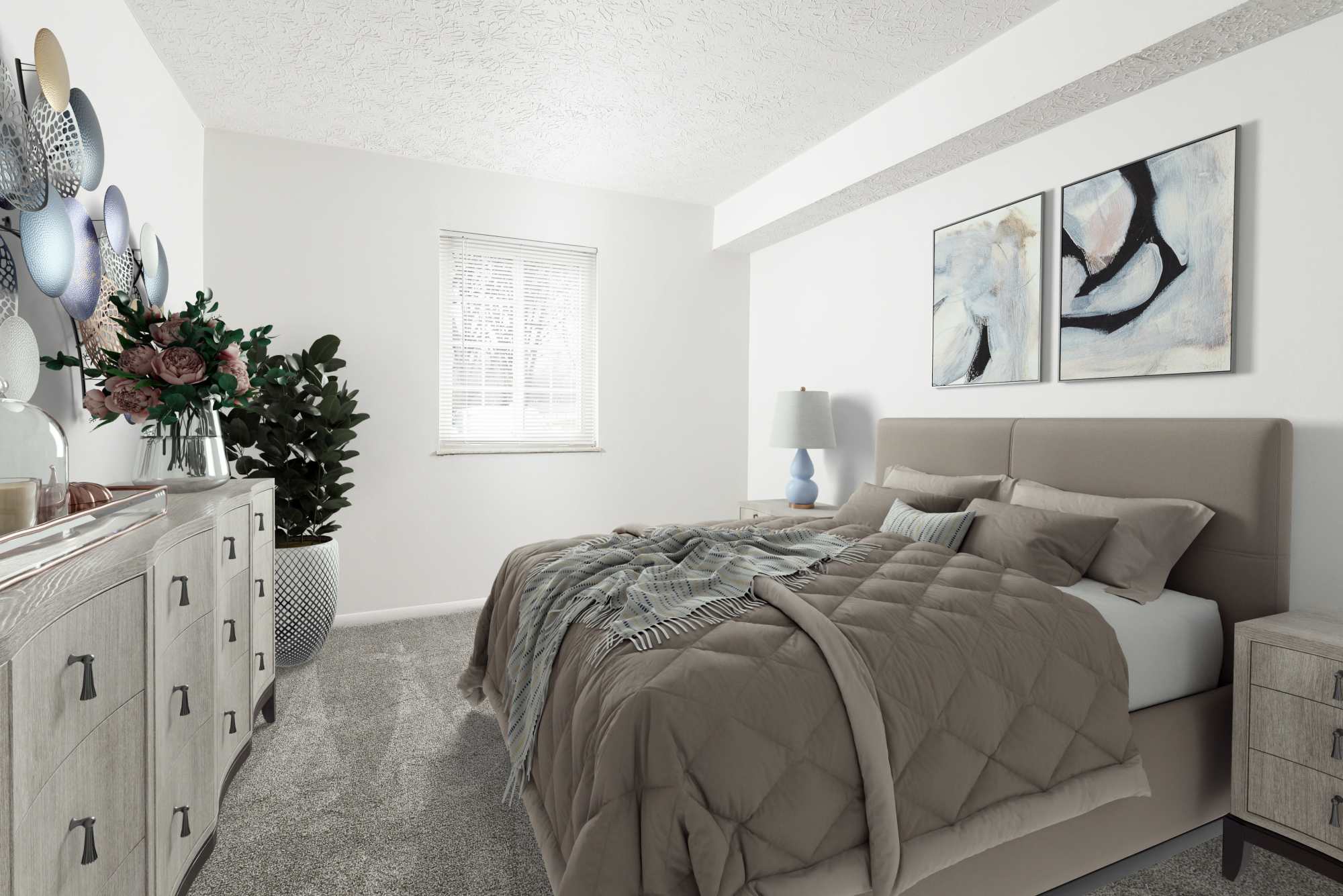 East bedroom with carpeting at Pointe at Northern Woods in Columbus, Ohio
