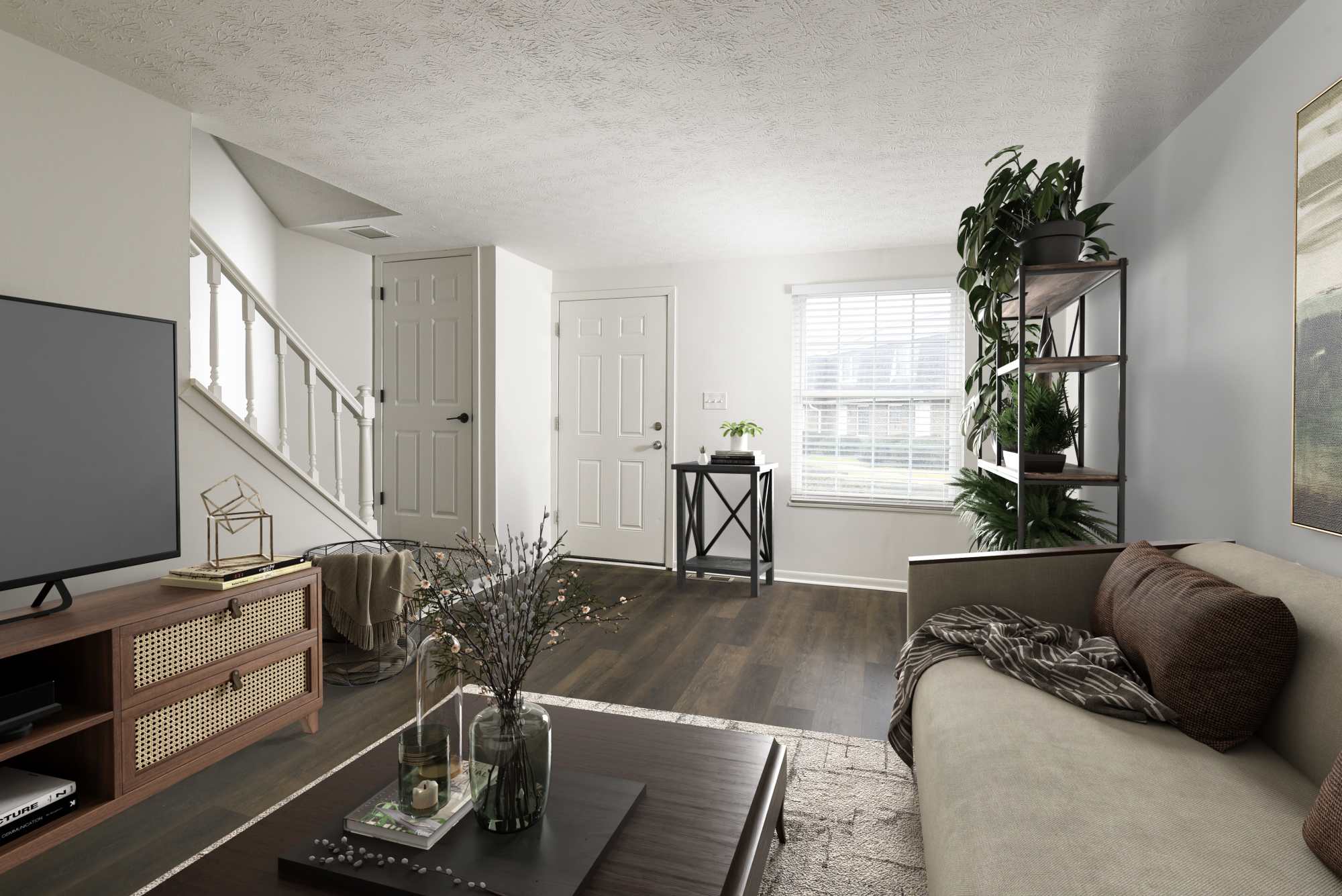 West living room and entryway at Pointe at Northern Woods in Columbus, Ohio