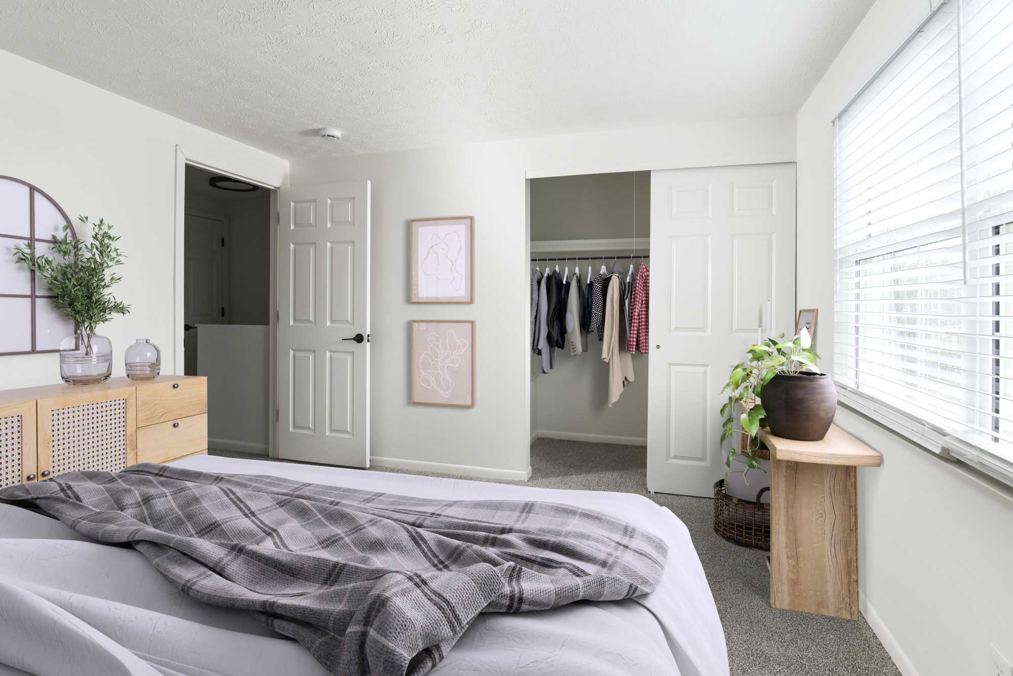 West bedroom with closet at Pointe at Northern Woods in Columbus, Ohio