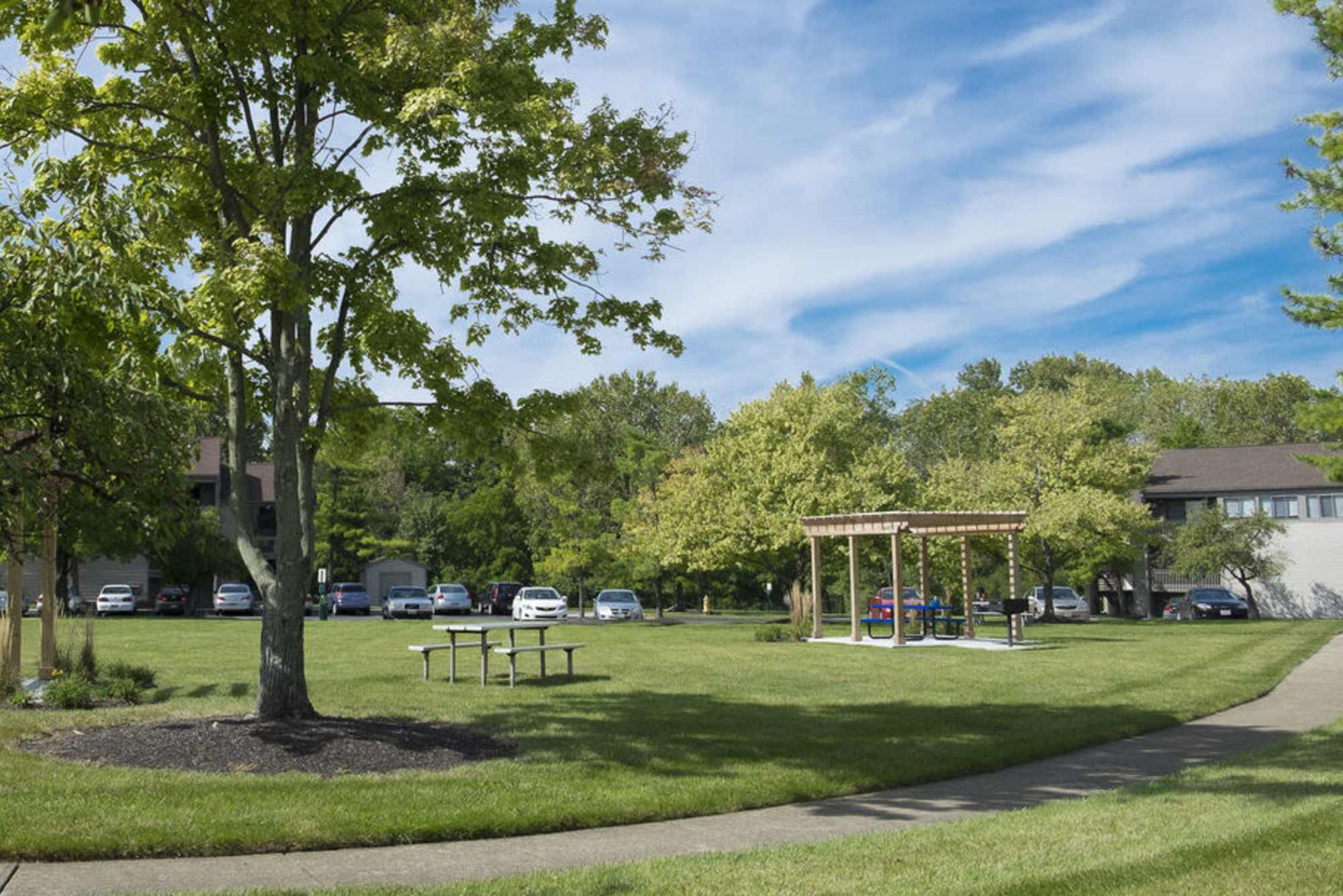 Village courtyard at Pointe at Northern Woods in Columbus, Ohio