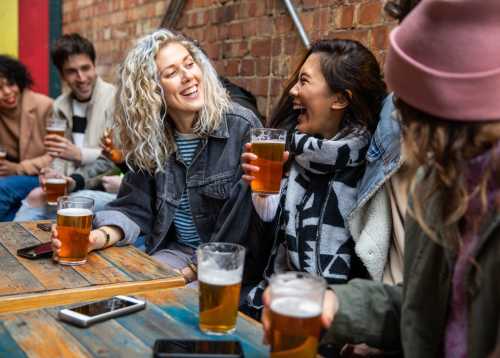 Residents enjoying beer near Bellevue Ridge Apartments in Bellevue, Washington