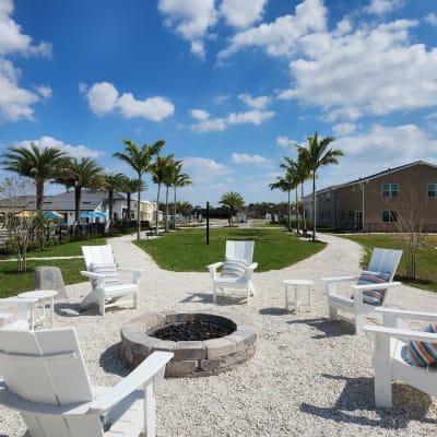 Outdoor fire pit area at Antigua at Lakewood Ranch in Lakewood Ranch, Florida