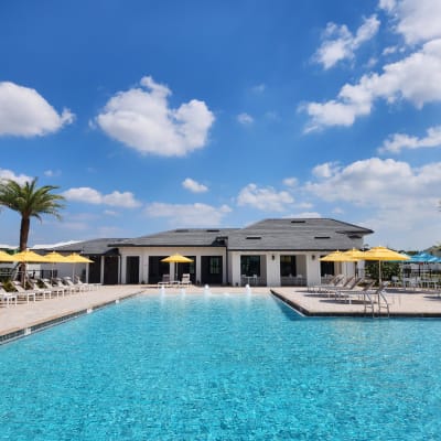 Massive swimming pool on a gorgeous day at Antigua at Lakewood Ranch in Lakewood Ranch, Florida