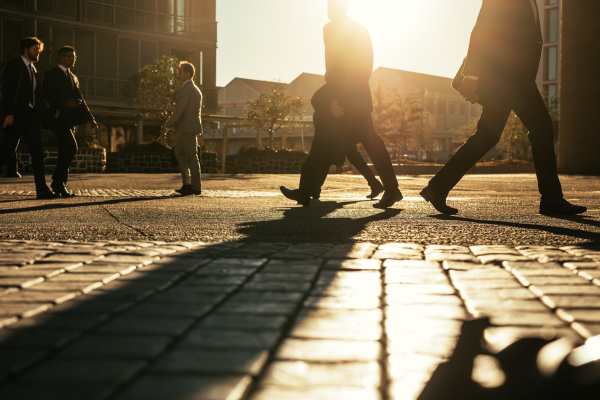 People walking in the city near Santa Lucia in Salinas, California